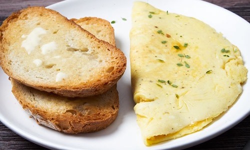 Omelette, Toast with Butter